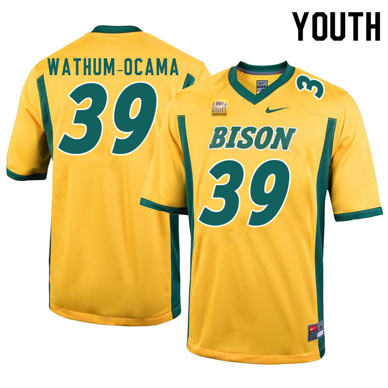 Youth #39 Jenaro Wathum-Ocama North Dakota State Bison College Football Jerseys Sale-Yellow